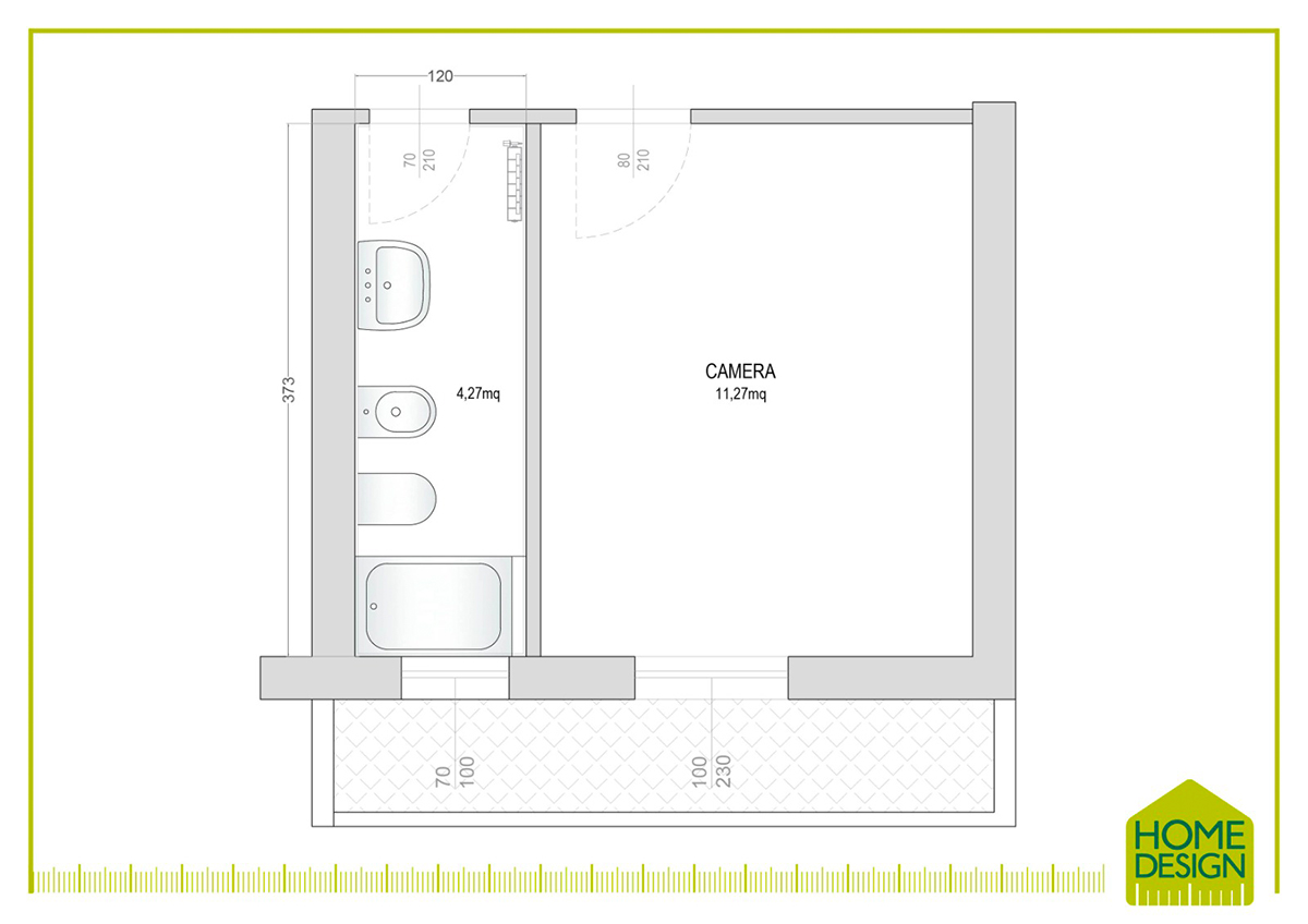 Pianta stato di fatto bagno stretto e lungo Home Design Porto Recanati Pianta stato di fatto bagno stretto e lungo Home Design Porto Recanati