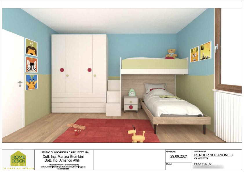 Soluzione 2: letto a castello con armadio